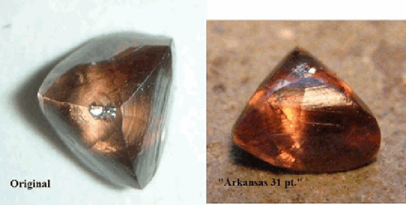 Two photos of the same diamond, one mined in india, the other photo selling the specimen as mined in the united states.