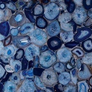 dyed blue agate slabs from Brazil.